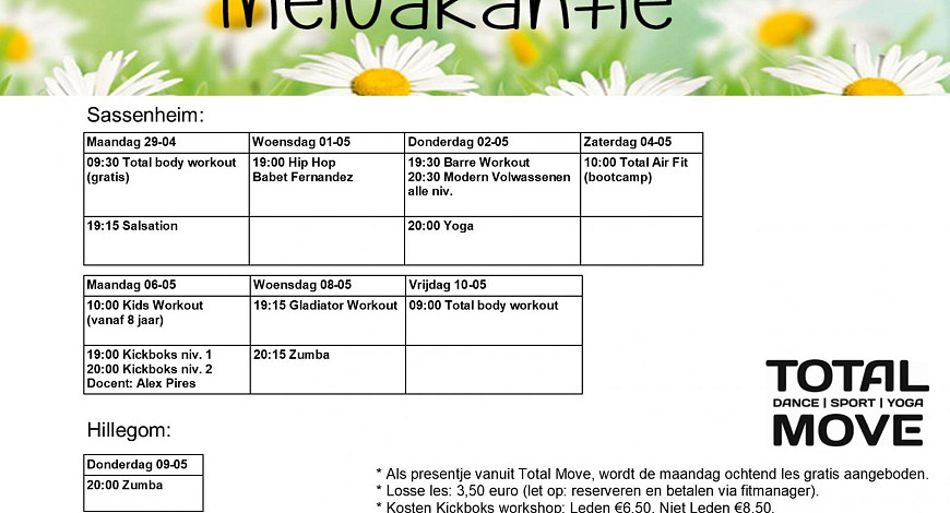 Meivakantie lessen